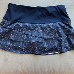 Lucky in Love tennis skirt navy with martini pattern size small